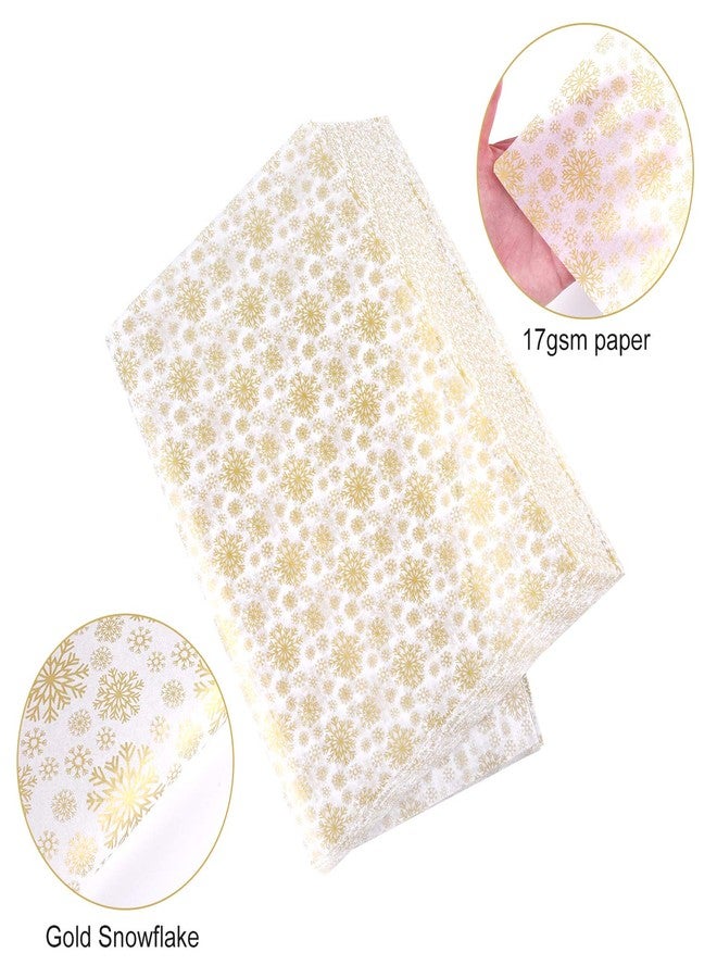 MIAHART 100 Gold Christmas Snowflake Tissue Paper Sheets 50 * 35cm Christmas Wrapping Paper for DIY and Craft Gift Bags Decorations(Gold) - Image 2